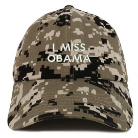 Trendy Apparel Shop I Miss Obama Embroidered Brushed Cotton Dad Hat Cap - Beige Digital Camo
