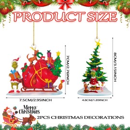 Pack of 2 Christmas Tree Hanging Decoration, Christmas Decoration, Christmas Pendant, 2D Elf Christmas Decorations, 2024 Funny Christmas Tree Decorations, for Home Decorations