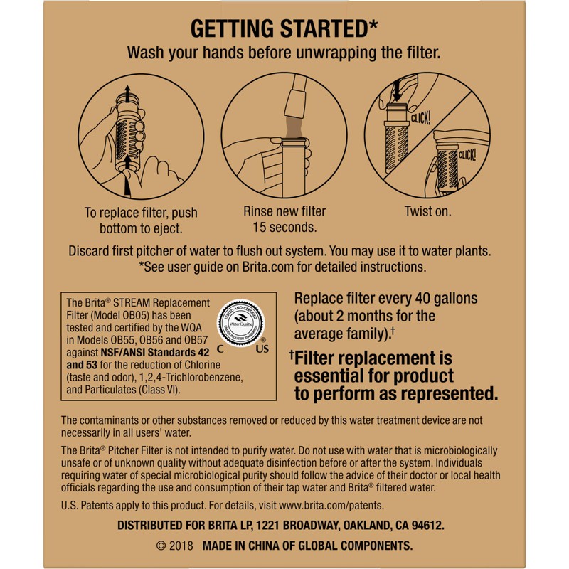 Brita Stream Pitcher Water Filter for Pitchers and Dispensers, BPA-Free,