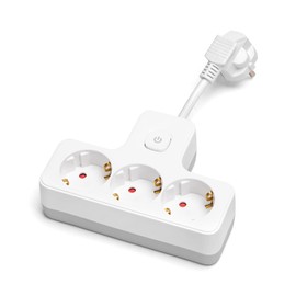 3 hole plug with short cable of 5 cm, ideal for connecting electrical devices and extending the use of equipment.