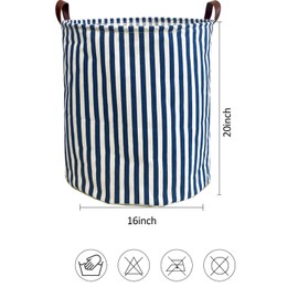 RoyBoder Laundry Hamper Thickened Cotton Waterproof Laundry Basket Leather Handle Collapsible Wide Ring Laundry Hamper in Bedroom Bathroom Dormitory Cloakroom Livingroom Nursery Organizer Toy Bin