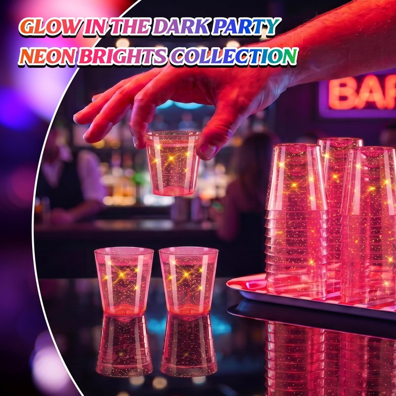 50 Pack 2oz Neon Pink Shot Cups - Vibrant Party