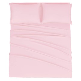 Mejoroom King Size Sheet Set - Soft Microfiber Bed Sheets,Deep Pocket Fitted Sheet, Soft, Breathable, Wrinkle & Fade Resistant - 4 Piece (King, Blush Pink)