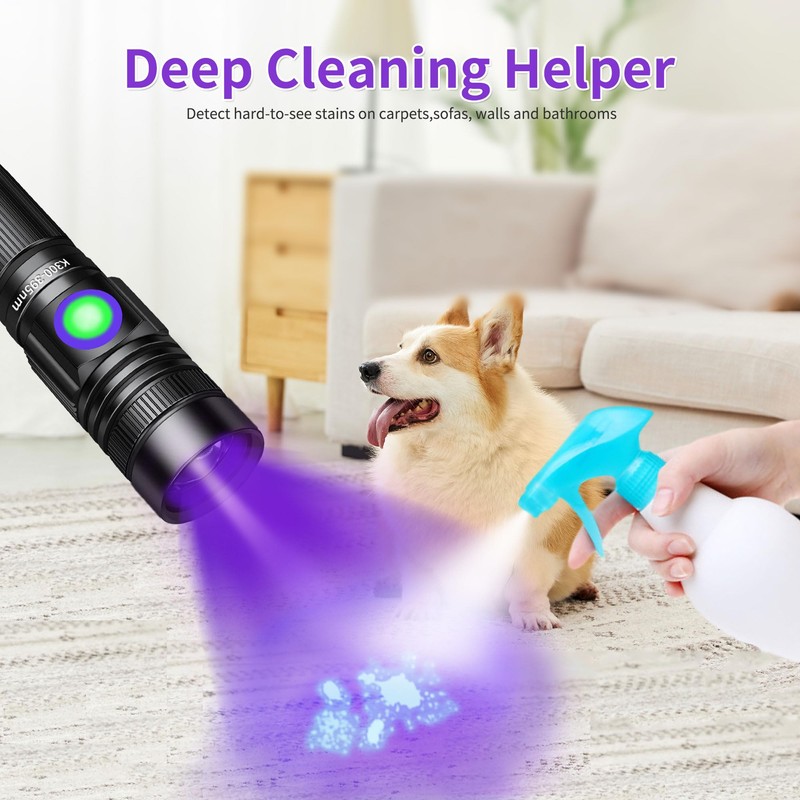 UV Flashlight Black Light USB Rechargeable 395nm Blacklight Mini, Woods