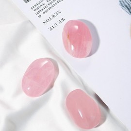 GOKTRO Rose Quartz Crystal Palm Stone - Pocket Massage Worry Stone for Natural Body Chakra Balancing & Energy Healing Therapy - Premium Quality Crystal for On-The-Go Relaxation and Wellness