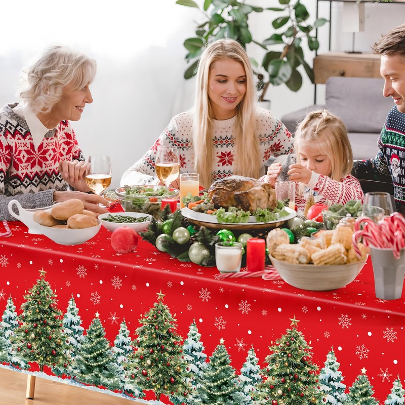 2 Pack Christmas Plastic Tablecloths 54 X 108inch Xmas Tree