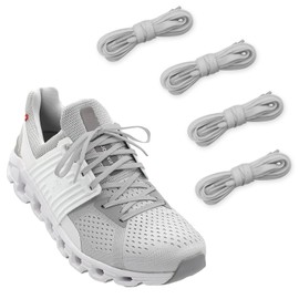 NDTEZUGT 2 Pairs 1/4"(6mm) Flat Thin Shoe Laces, Original Athletic Shoelaces Shoe Strings Replacement Laces for On Sneakers (Gray, 54''/140cm)