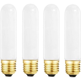 SCOMX 25 Watt T10 Frost Tubular Incandescent Light Bulb, Showcase Lamp, 2700K Soft White, E26 Medium Base, 280 Lumens, 120V (4)