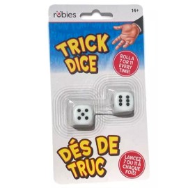 TRICK DICE SET Roll A 7 Or 11 Every Time 2 White Die Gag Prank Joke Gift Magic