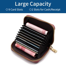 LEEXTON Women's Small Purse with RFID Protection, Mini Short Purse Women Leather with Zip Wallet, Exquisite Coin Compartment Wallet, Green, Classic