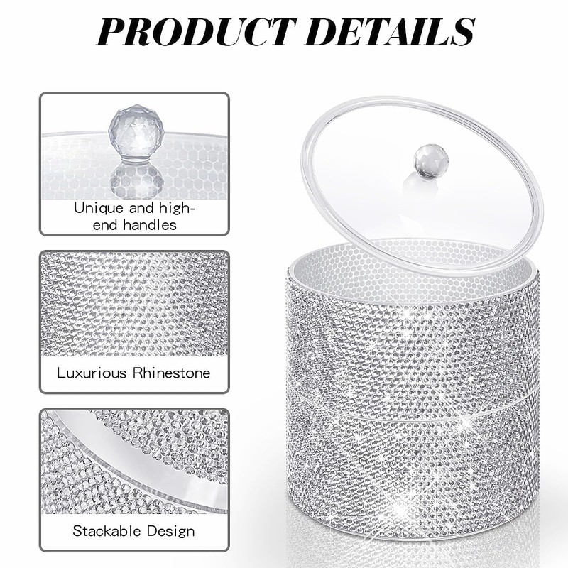 Svpolns Bling Round Dispenser Stackable Apothecary Jar with Clear Lid