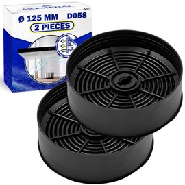 2 Pieces Carbon Cooker Hood Filter Type D058 Ø125 mm Has the Original Code 9029798809 90421336 1120506172 33005513 for Zanussi for Aeg for Electrolux - Warranty 10 Years - MONTERAL