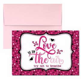 Love Is In The Air Try Not To Breathe Funny Anti-Valentine's Day Blank Folded Valentine’s Day Card to Send to Friends & Family, 4"x 6" (when folded) Fill In Greeting Note Card by AmandaCreation