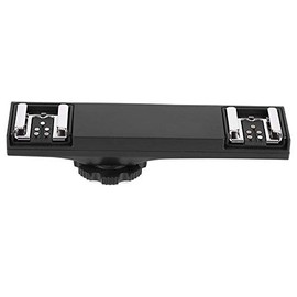 Dual Hot Shoe Splitter, Hot Shoe Extension Bar Mount Cold Shoe Extension Bracket Dual Bracket DSLR Camera Camcorder DV (for Nikon)