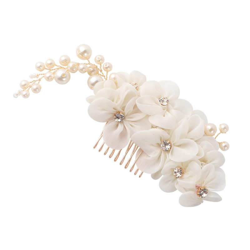 Frcolor Handmade Bridal Flower Side Hair Clip With Tulle Flowers,