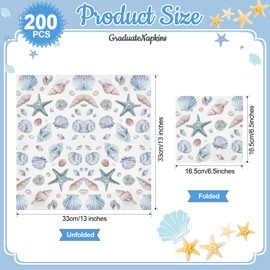 Funrous 200 Sea Guest Napkins 3 Ply Beach Dinner Napkins Sea Hand Napkins Summer Dinner Hand Napkin Beach Paper Napkin Nautical Coastal Paper Guest Towel for Bathroom Wedding, 6.5 x 6.5 In (Shell)