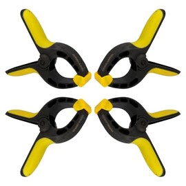 SURTEK | Juego de 4 Prensas de Resorte de Plástico, 15,24 cm, Mangos Antiderrapantes, Negro y Amarillo (PR225)