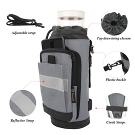 Crutch Bag Lightweight Crutch Accessories Storage Pouch with Reflective Strap and Front Zipper Pocket for Universal Crutch Bag to Keep Item Safety (Light Gray)