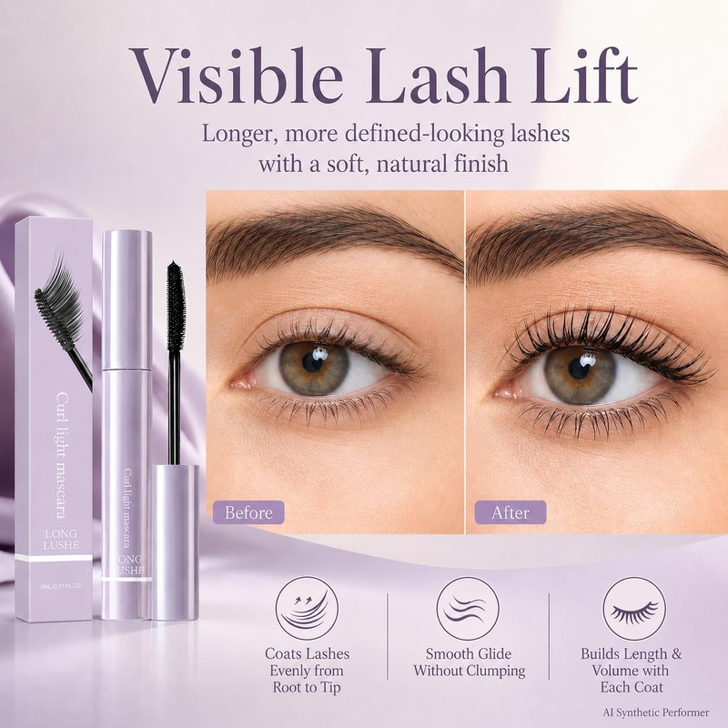 Curling Mascara with Curved Precision Brush, Lengthening & Lash Defining