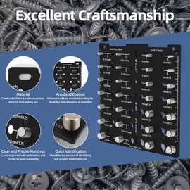 HFM Thread Checker, Bolt and Nut Identifier Gauge, Bolt and Screw Size Thread Gauge, Nut and Bolt Thread Checker Standard and Metric with Aluminum 6061 Board and SUS 304 Bolt