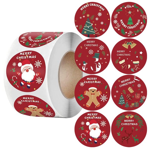 ERACII Christmas Stickers Roll, Pack of 500 Labels Christmas, 3.8