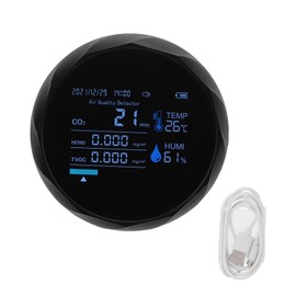 CO2 Monitor 7 in 1 Intelligent Air Quality Temperature Humidity TVOC Carbon Dioxide DetectorBlack