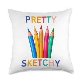 Pretty Sketchy Artist Fun Art Lover Colored Pencils Artists Throw Pillow