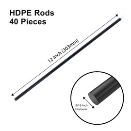 Black Plastic Stick High Density Polyethylene HDPE Plastic Welding Rod, 3/16" Diameter, 12" Length, 40 ft. by Mujoiny
