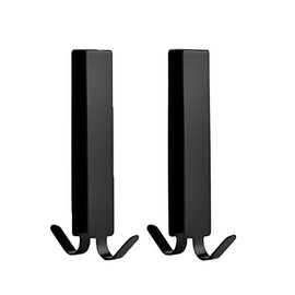 2 x Shower Door Hooks Extended 2 Pieces Shower Door Hooks Shower Door Hooks Glass Without Frame Hooks Double Towel Holder (Black)