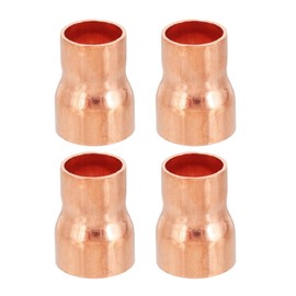 PATIKIL 9/16" to 1/2" ID Copper Reducer, 4pcs 99.9% Pure Copper Reducing Coupling Pressure Fitting Pipe Tube Connector Adapter with Sweat Solder Connection