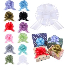 24 Pieces Mixed Color Pull Bow Wrapping Pull Bow Ribbon Pull Bows for Wedding Baskets,6 Inches Diameter Gift Bows, Large Bows for Presents (Style3, 24Pcs)