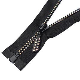 MebuZip #5 28 Inch Colorfull Rhinestone Zipper Lightning Shiny Colored Separating Diamond Zippers Open-End for Sewing DIY Jacket Bag Coat Craft (CDZ)