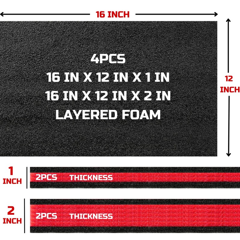 Tool Box Foam 4Pack 2pc 16x12x2in & 2pc 16x12x1in, Foam
