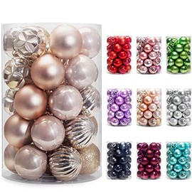 AMS Christmas Ball Ornaments Exquisite Colorful Balls Decorations Pendant Pack of 34pcs (40mm, Gold)