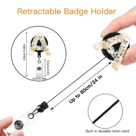 Soleebee Extendable Letter ID JoJo Retractable ID Holder Key Reel, ID Name Badge Holder with 360° Rotating Crocodile Clip for Card Holder ID Card Holders (A)