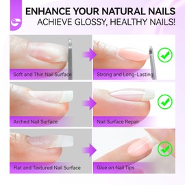 Women Nail Strengthener Glue for Care - Gelike EC Sheer Apricot 6 in 1 Gel Glue for Weak Thin Splitting - For Professional Manicurist