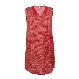 Dederon Apron Nylon Blue or Red, Red with white polka dots