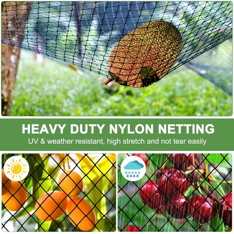 Bird Netting, 25’x100’ Garden Netting with 2” Mesh Net as