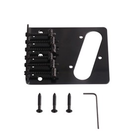 Metallor Vintage Style 6 Saddle Top Loader Bridge Compatible with 6 String Tele Telecaster Style Electric Guitar Parts Black.