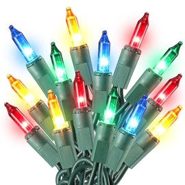 TIGOMOOV Multicolor Christmas Lights Plug in, 100 Count Multi Colored 21ft Christmas String Lights for Tree, Connectable Traditional Indoor Christmas Lights with Green Wire Xmas Outdoor Decorations