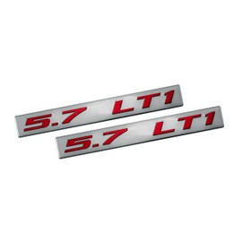 ERPART 5.7 LT1 RED on Silver Highly Polished Real Aluminum Emblems (Pack of 2)