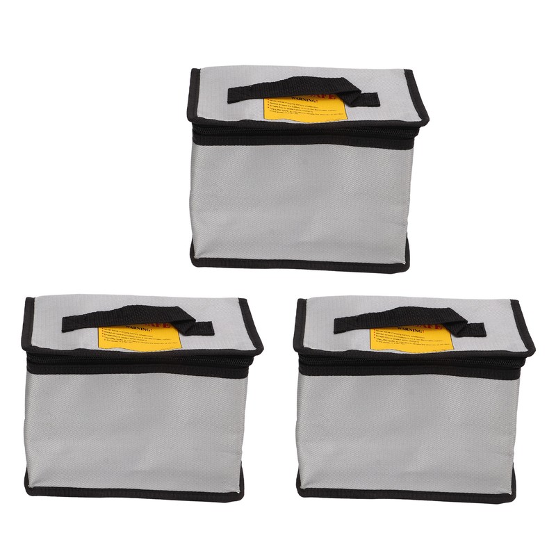 3PCS Lithium Battery Bag with Zipper Portable Fireproof Explosionproof Battery