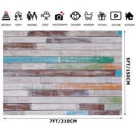Alltten Rustic Wood Backdrops for Photoshoot Floor Photography Background Blue Wooden Videos Backdrop 7x5ft F272