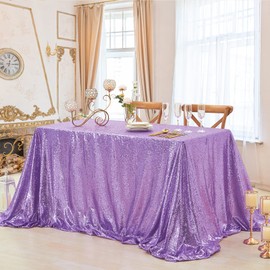 Sequin Tablecloth Light Purple Rectangular Table Cover 50x102 inch for Outdoor Party Wedding Birthday Decoration