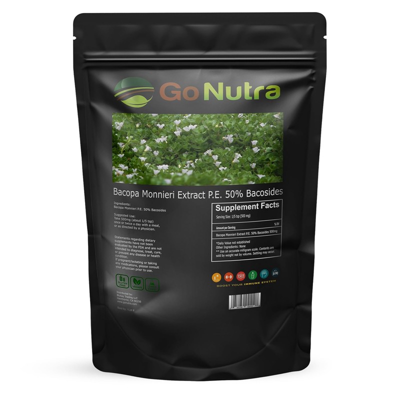 Go Nutra Bacopa Extract Powder (Bacopa Monnieri) 50% Bacosides -
