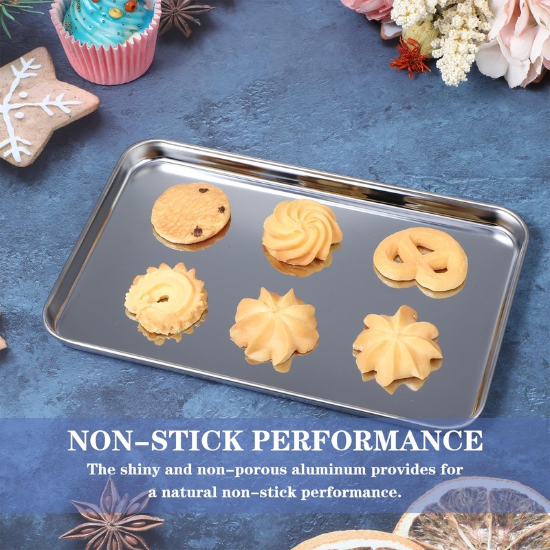 16 Pcs Baking Sheet Stainless Steel Cookie Sheet Small Metal