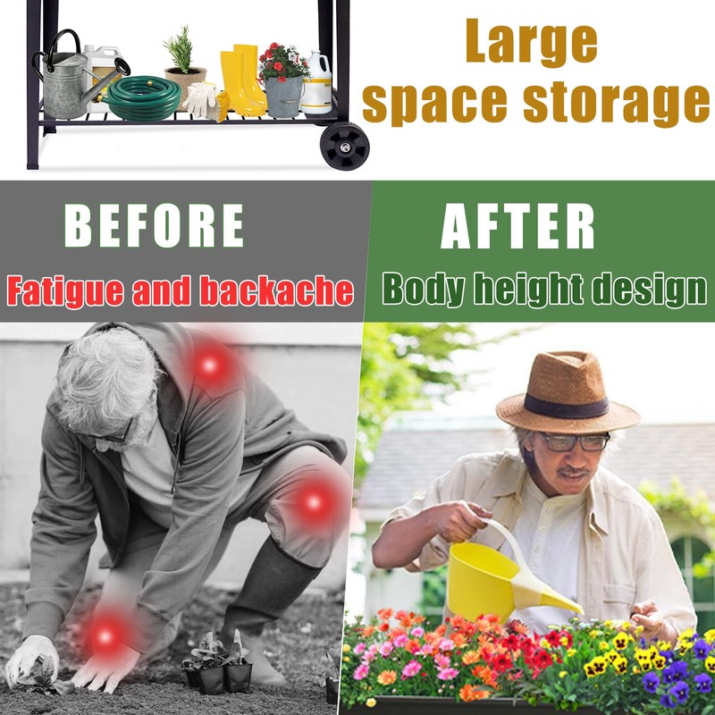 aboxoo Large Planter Raised Beds with Legs Outdoor Metal Planter