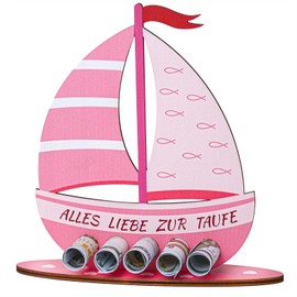 Christening Gifts for Girls, Christening Gifts Girls Pink Wood, Birth Christening Money Gift, Christening Gift for Girls and Boys 19 x 16 cm (Pink)