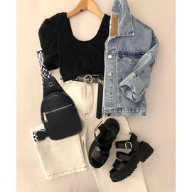 VONMAY Women Small Sling Bags Crossbody Bag Purses Lightweight Chest Bag for Hiking Cycling Work Travel, Black