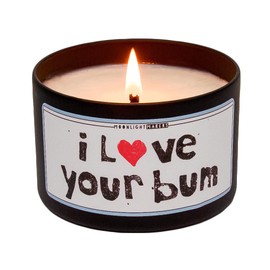Moonlight Makers I Love Your Bum Candle, Caribbean Teakwood Scented Handmade Candle, Natural Soy Wax Candle, 25+ Hour Burn Time, 8oz Tin